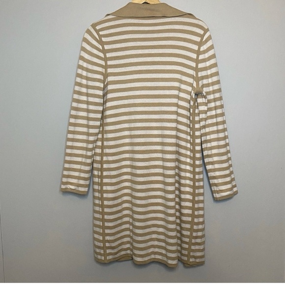 Chico's Reversible Neutral Tan Ecru Striped/Solid Relaxed Cardigan size 0 (m) - Picture 4 of 4
